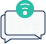 Outlined icon of two overlapping chat bubbles with a green circle above them displaying a white Wi-Fi symbol.