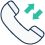 Outline of a telephone receiver with two green arrows, one pointing in and one pointing out, indicating incoming and outgoing calls.