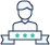 Outline of a person above a ribbon with three teal stars, suggesting recognition, achievement, or reward.