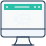 Illustration of a computer monitor displaying a simplified web browser window with navigation buttons and a search bar.