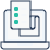 Simple line drawing of a laptop with a document displaying three teal bullet points on the screen.