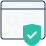 Illustration of a web browser window with a green shield and white checkmark symbol in the bottom right corner.