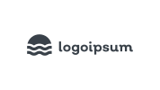A simple logo featuring a half-circle with three wavy lines below it, next to the text "logoipsum" in lowercase letters.